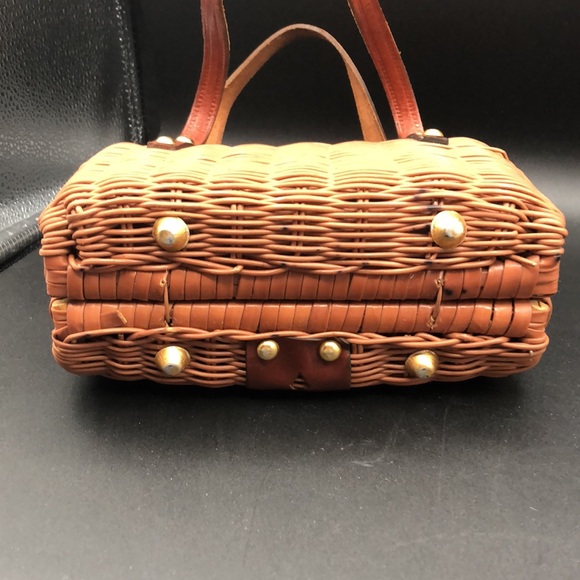 Rare Find 60s/70s Coated Wicker Buckle Handbag Hand Made In Hong Kong EUC - Picture 5 of 13
